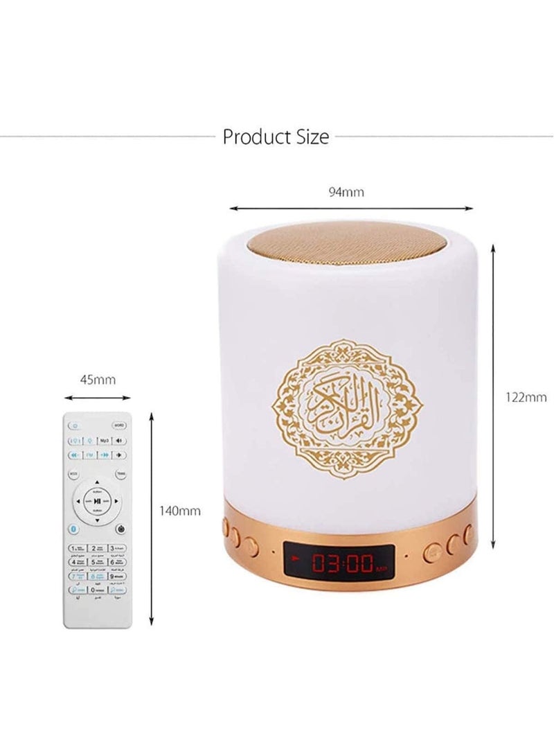 مصباح محمول يعمل باللمس مع مكبر صوت للقرآن الكريم وجهاز تحكم عن بعد - مشغل MP3 إسلامي بتقنية بلوتوث، ذاكرة 16 جيجابايت، ضوء ليلي LED متعدد الألوان، ساعة أذان رقمية، وتحكم عبر تطبيق للاستخدام المنزلي والسفر - Image 5